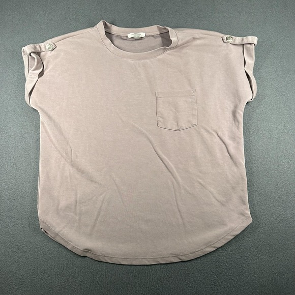 Cable & Gauge Shirt Womens Small Mauve Modal Blend Pocket Button Tab Cap Sleeve - Picture 1 of 10